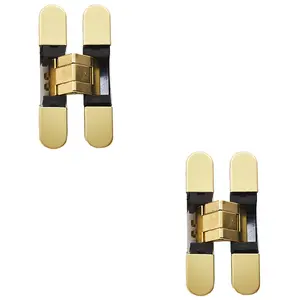 2 PACK - 3D Adjustable Concealed Cabinet Hinge - 180 Degree Opening Wardrobe BRASS