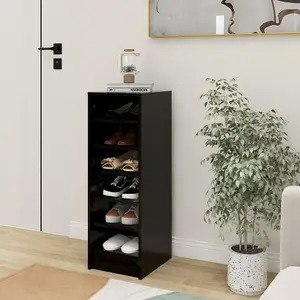 Berkfield Shoe Cabinet Black 31.5x35x90 cm Engineered Wood