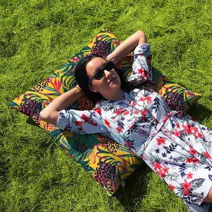 rucomfy Printed Outdoor Abstract Floor Cushion Beanbag