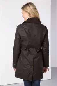 Rydale Ladies Long Wax Jacket - Hannah - Brown 16