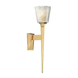 Elstead Verity 1 Light Wall Light Polished Gold Glass Shade, G9