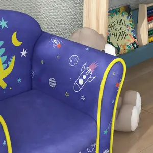 AIYAPLAY Kids Sofa Chair with Planet Dinosaur Design for Bedroom, Playroom, Blue