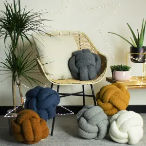 furn. Boucle Knotted Fleece Ready Filled Cushion