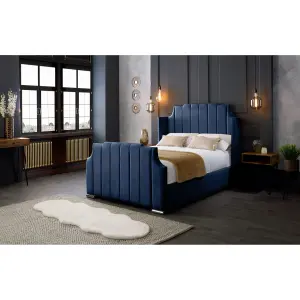 Nelly Plush Velvet Blue Bed Frame