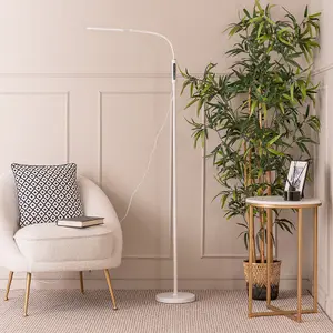 ValueLights Flexible Daylight Floor Lamp, LED Adjustable Reading Task Standing Lamp with Touch and Remote Control