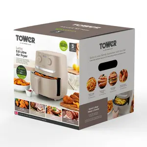 Tower Vortx Air Fryer with Manual Controls, 1500W, 3.8L Latte