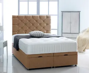 6FT Superking mink Chenille  Foot Lift Ottoman Bed With Headboard & Mattress