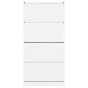 Berkfield Shoe Cabinet with 4 Flip-Drawers White 80x21x163.5 cm