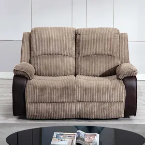 Postana Manual High Back Jumbo Cord Fabric Recliner 2 Seater Sofa (Brown)