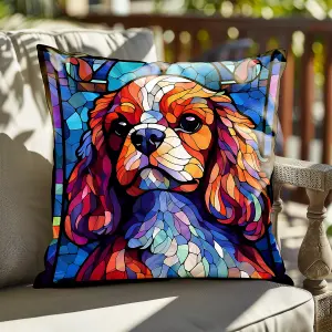 Faux Suede Cushion Stained Glass Effect Spaniel Dog Print 45cm x 45cm