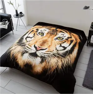 3D Wildlife Tiger Face Printed Warm & Cozy Throws