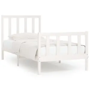 Berkfield Bed Frame White Solid Wood 100x200 cm