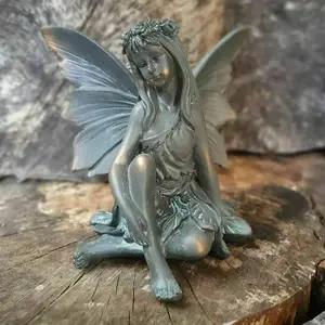 Flower Fairy B Statue Bronze Finish Resin Nymph Indoor Garden Decoration Ornament