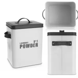 Enamel-Coated Metal Laundry Powder Storage Tin  Airtight Lid for Detergent & Pods