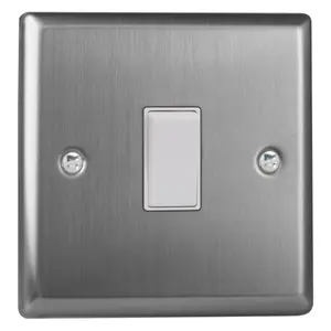 Varilight 1-Gang 20A Double Pole Rocker Switch Brushed Steel