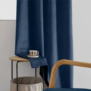 Temple Velvet 66" x 90" Navy (Ring Top Curtains)