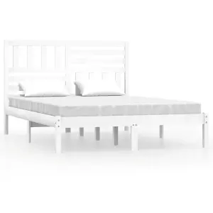 Berkfield Bed Frame White Solid Wood Pine 120x200 cm Small Double