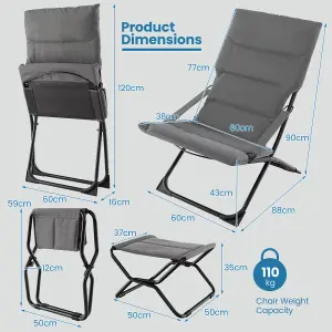 Costway Patio Folding Sling Chair Outdoor Portable Lounge Chair with Footrest