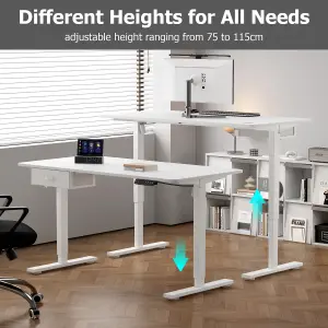 MCC Direct Height Adjustable Electric Desk Standing/Sitting Computer Desk with USB A Charger Port 120cm White