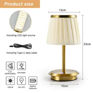 HARPER LIVING Bedside Lamps, Vintage Touch Table Lamp with Linen Fabric Shade, Gold