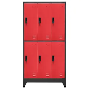 Berkfield Locker Cabinet Anthracite and Red 90x45x180 cm Steel