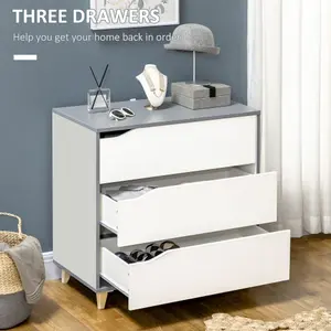 HOMCOM Chest of Drawers, 3 Drawer Unit Storage Organiser for Bedroom, White