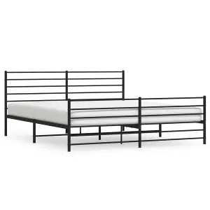 Berkfield Metal Bed Frame with Headboard and Footboard Black 200x200 cm