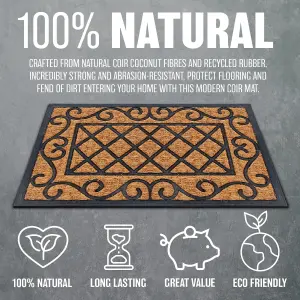 New Heavy Duty Non Slip Door Mat Panama Home Welcome Rubber Natural Coir 40 X 60