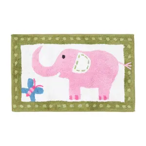 Homescapes Cotton Tufted Washable Pink Elephant Children Rug