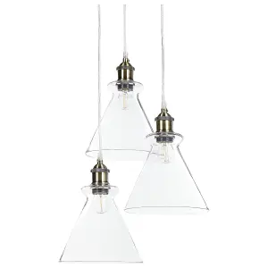 3 Light Glass Pendant Lamp Transparent BERGANTES