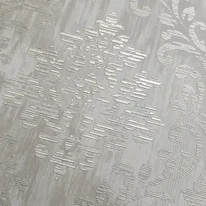 Muriva Grey Damask Metallic effect Embossed Wallpaper