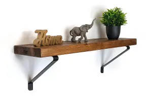 Reclaimed Wooden Shelf with Bracket GALA 9" 220mm - Colour Medium Oak - Length 60cm