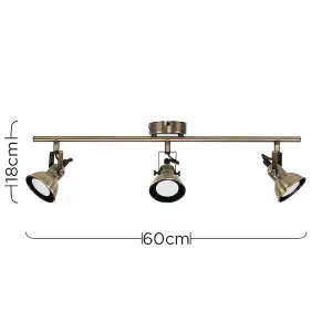 ValueLights Brunel Gold Ceiling Bar Spotlight and GU10 Spotlight LED 5W Warm White 3000K Bulbs