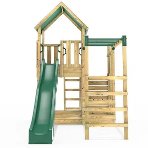 Rebo Modular Wooden Climbing Frame Adventure Playset - M11 Stepup + Monkey Bars