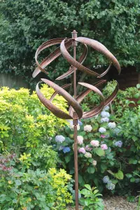 Sphere Garden Wind Sculpture - Brushed Copper