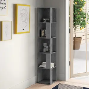 Bensonhurst Corner Bookcase Unique Design & Modern Style Retro Grey