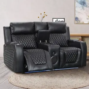 Venice Series One 2 Seater Cinema Sofa in Black Aire Leather