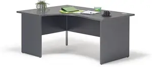 Graphite Grey Curved Executive Panel End Office Desk | Right Hand 1600mm Wide Curved Desk Graphite Grey