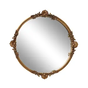 Melody Maison Round Gold Ornate Wall Mirror 56cm x 56cm