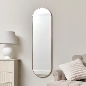 Melody Maison Rose Gold Oval Framed Wall Mirror 140cm x 40cm