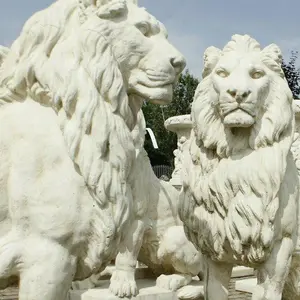 Pair of Giant White Porto Lions