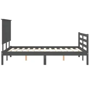 Berkfield Bed Frame with Headboard Grey 140x190 cm Solid Wood