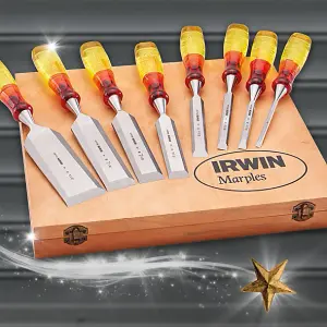 Irwin Chisel Set Marples 8PC Splitproof M373 Wood 6-50mm Boxed NEW