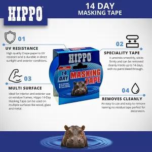 Hippo 14-Day Masking Tape 50mm x 50m - Pack of 2