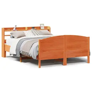 Berkfield Bed Frame without Mattress Wax Brown 120x190 cm Small Double Solid Wood Pine