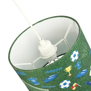 Royal Blue Themed Football Cotton Fabric Lamp Shade with Grass Background