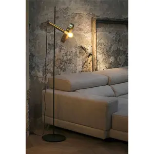 Luminosa Whizz 1 Light Floor Lamps Black, Satin gold, E27