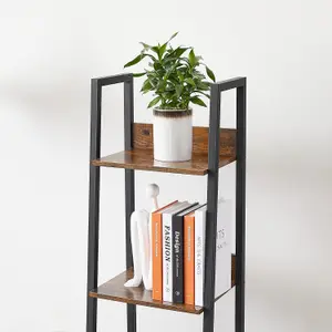 VASAGLE Ladder Shelving Unit, 5-Tier Vertical Bookshelf, Functional Organizer, Industrial, Rustic Brown and Ink Black