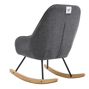 Grey Linen Upholstered Rocking Chair Recliner Armchair for Nursery