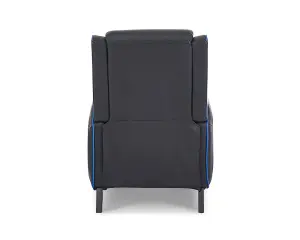 Cougar Gaming Recliner Armchair with Footrest , Black Faux Leather With Blue Trim